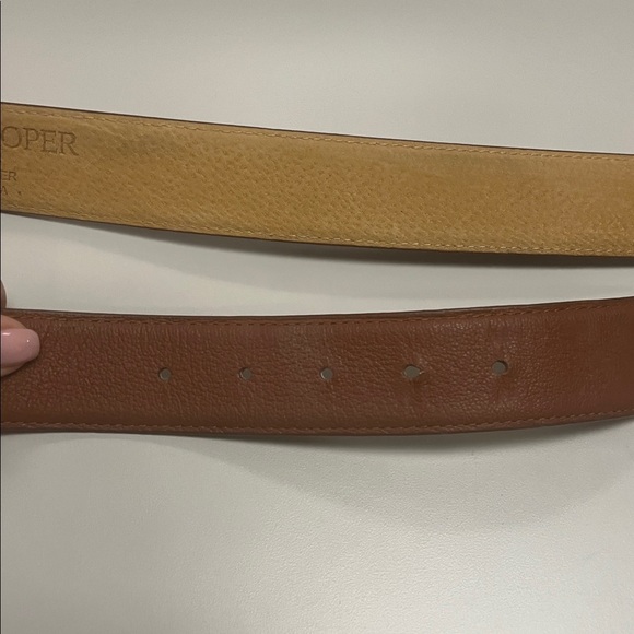 Boston Proper Tan Leather Belt with gold tone sunburst with stone size 12 / M - Picture 5 of 10